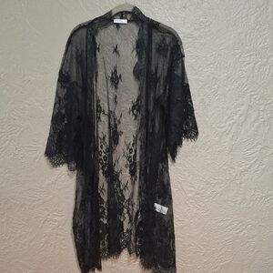 Avid Love Chic Black Lace Robe for Women Size M